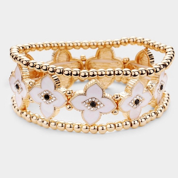 Eye Smooch Jewelry - 👀Evil Eye Floral Stretch Layered Bracelet👀
